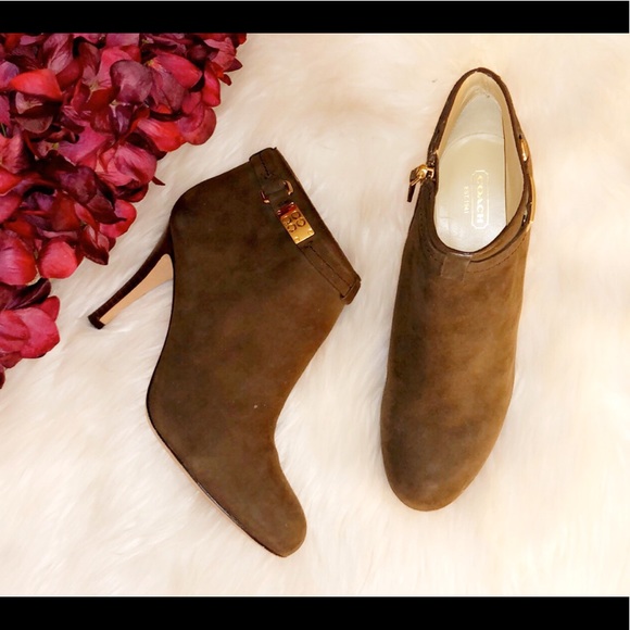 COACH Olive Suede Ankle Bootie - Picture 2 of 6